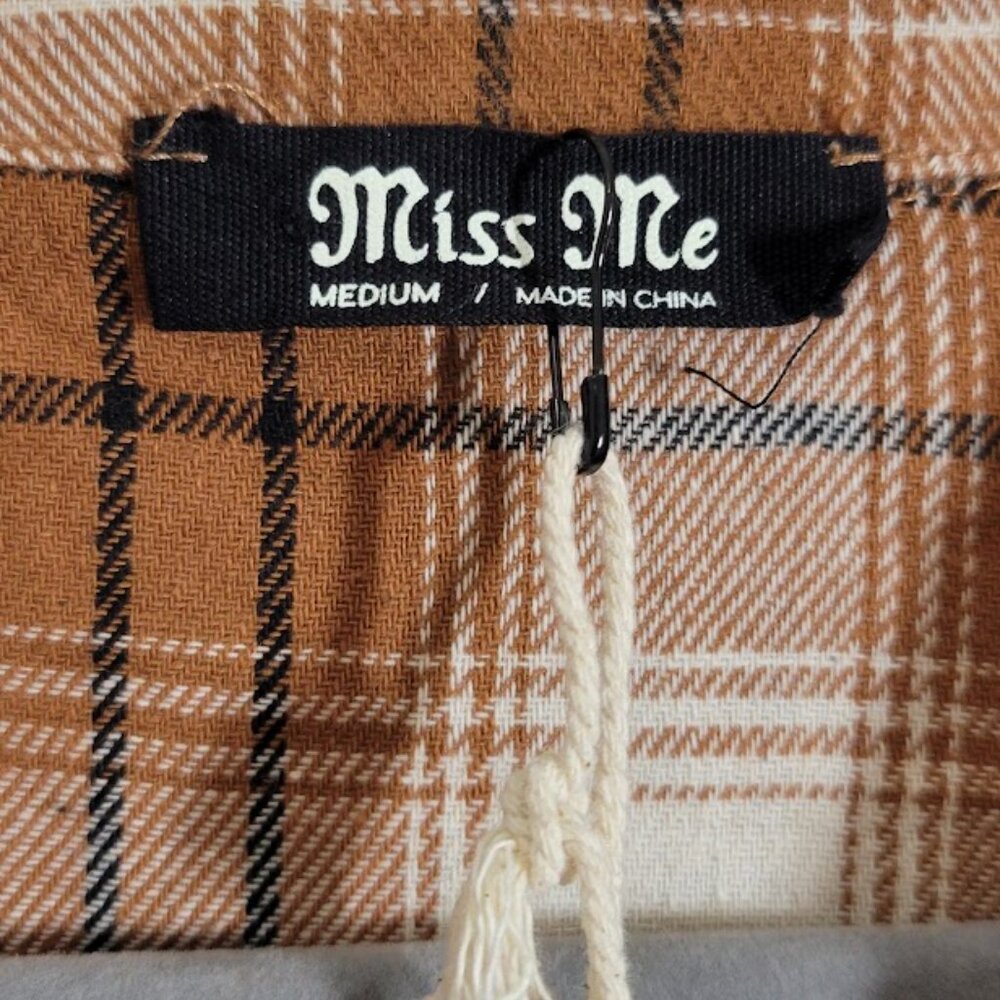 MISS ME  hooded plaid crop top Sz M NEW - Picture 10 of 12